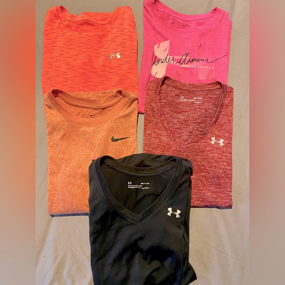 Bundle!!  4 Underarmour -dry fit shirts. Brand new. 1 Nike dry fit tee too.